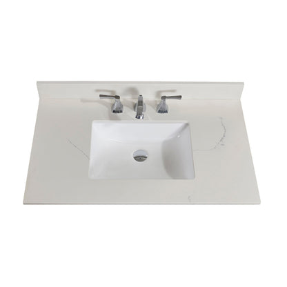 37"  Composite Stone Vanity Top in Milano White with White Sink