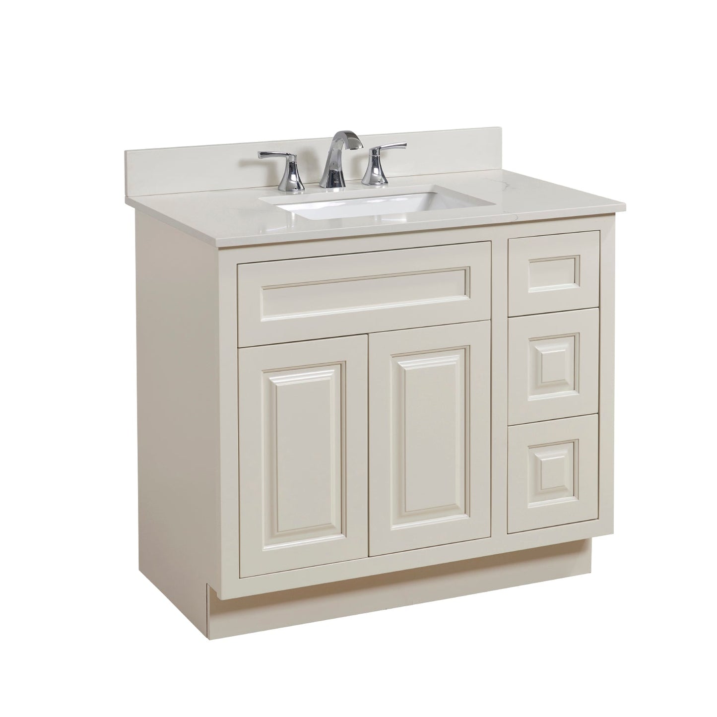 37"  Composite Stone Vanity Top in Milano White with White Sink