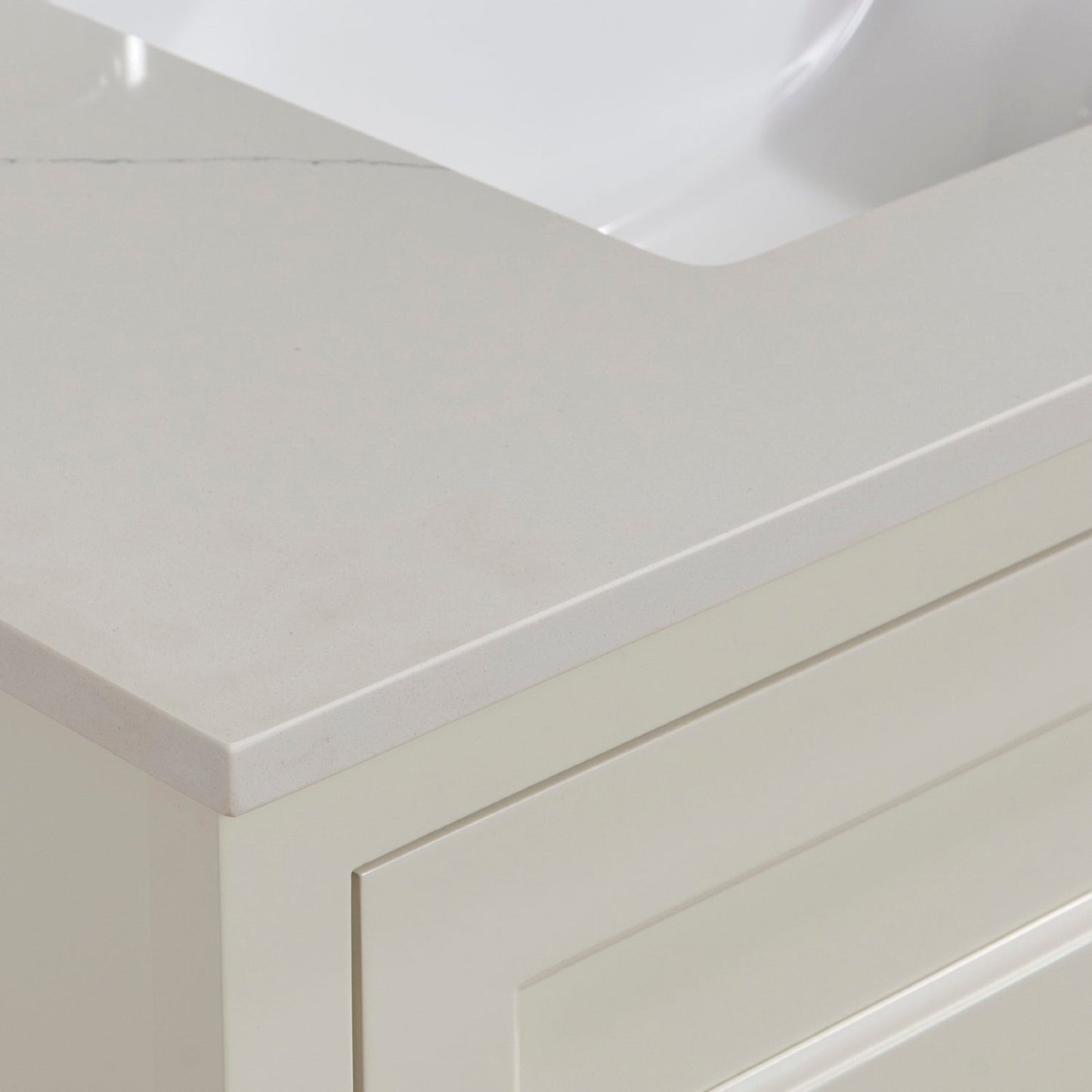 37"  Composite Stone Vanity Top in Milano White with White Sink