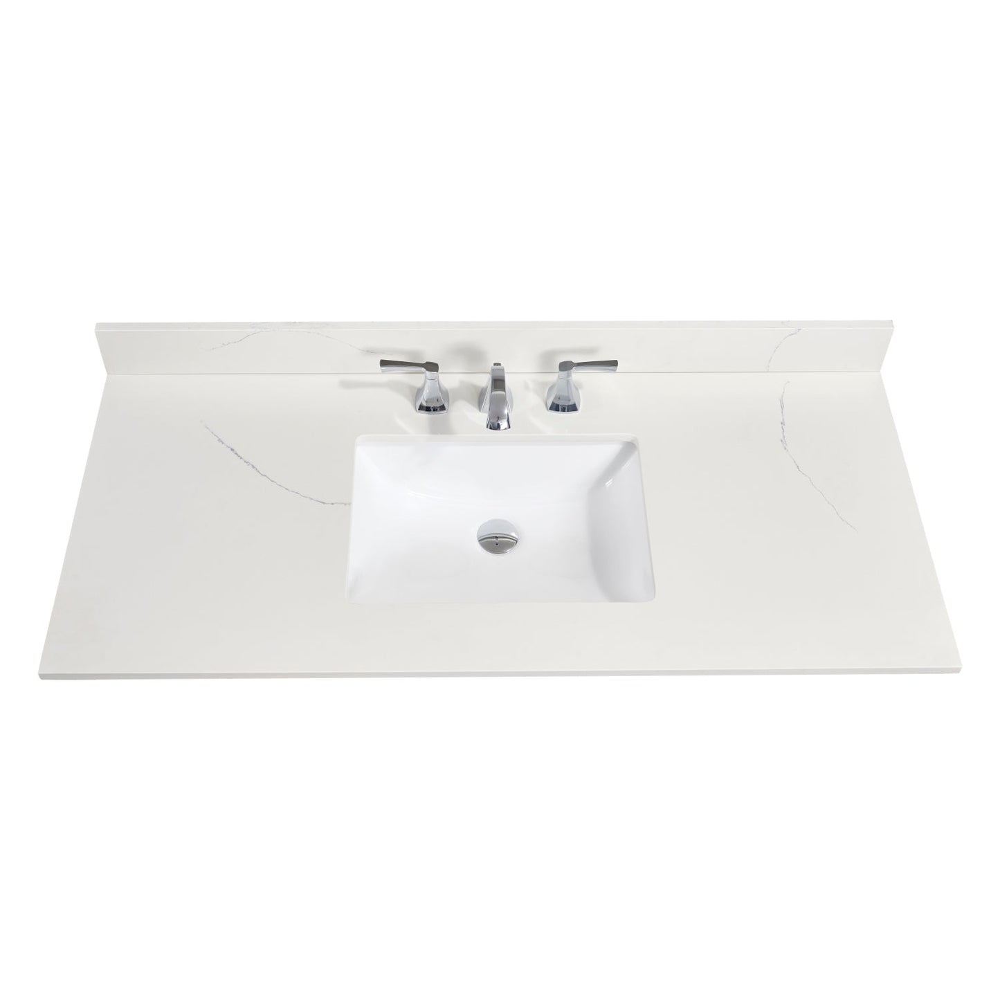 49"  Composite Stone Vanity Top in Milano White with White Sink