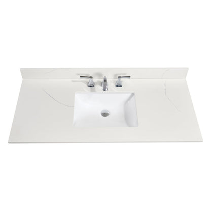 49"  Composite Stone Vanity Top in Milano White with White Sink