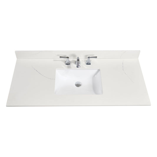 49"  Composite Stone Vanity Top in Milano White with White Sink