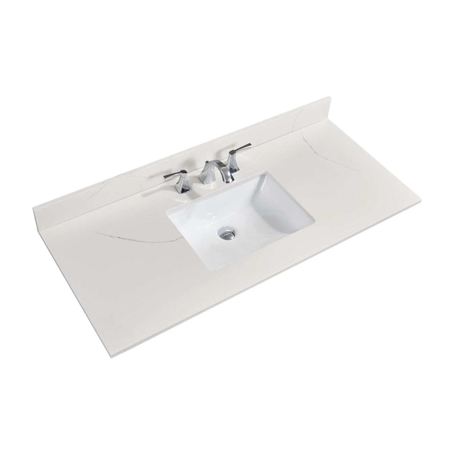 49"  Composite Stone Vanity Top in Milano White with White Sink