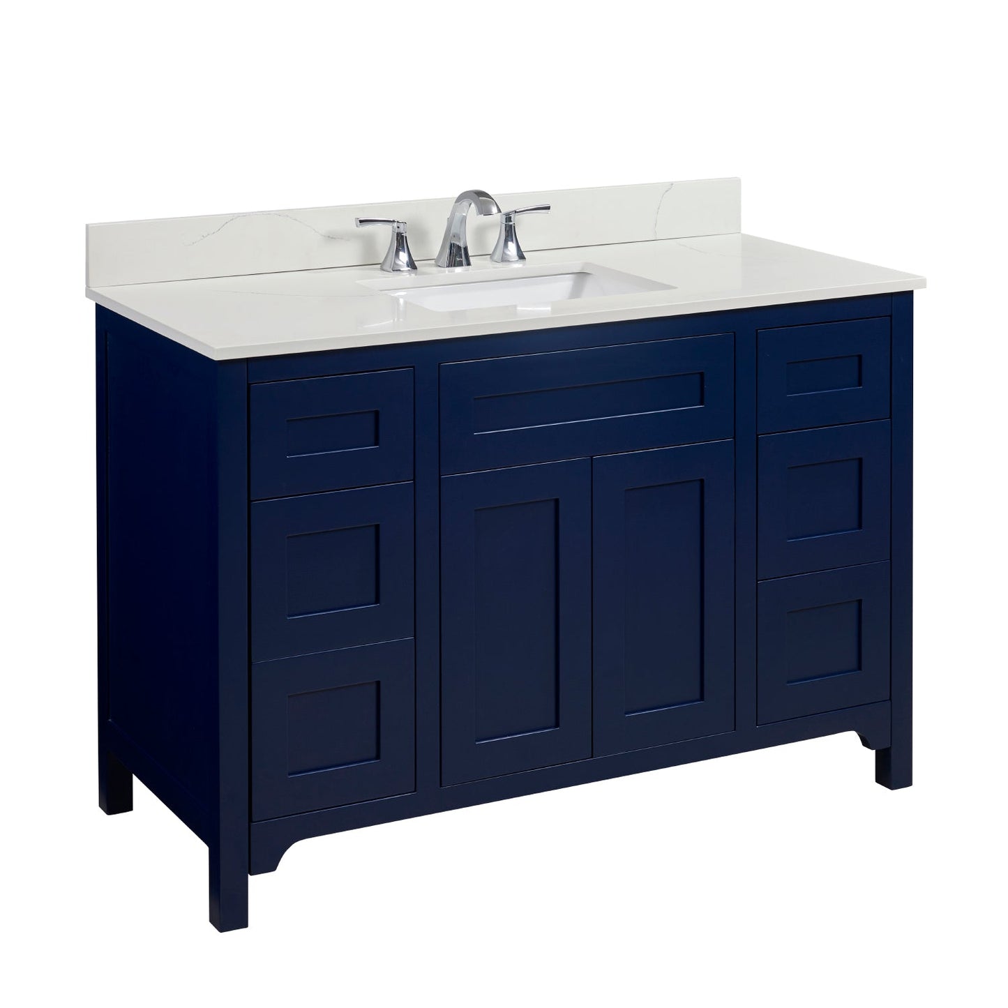 49"  Composite Stone Vanity Top in Milano White with White Sink
