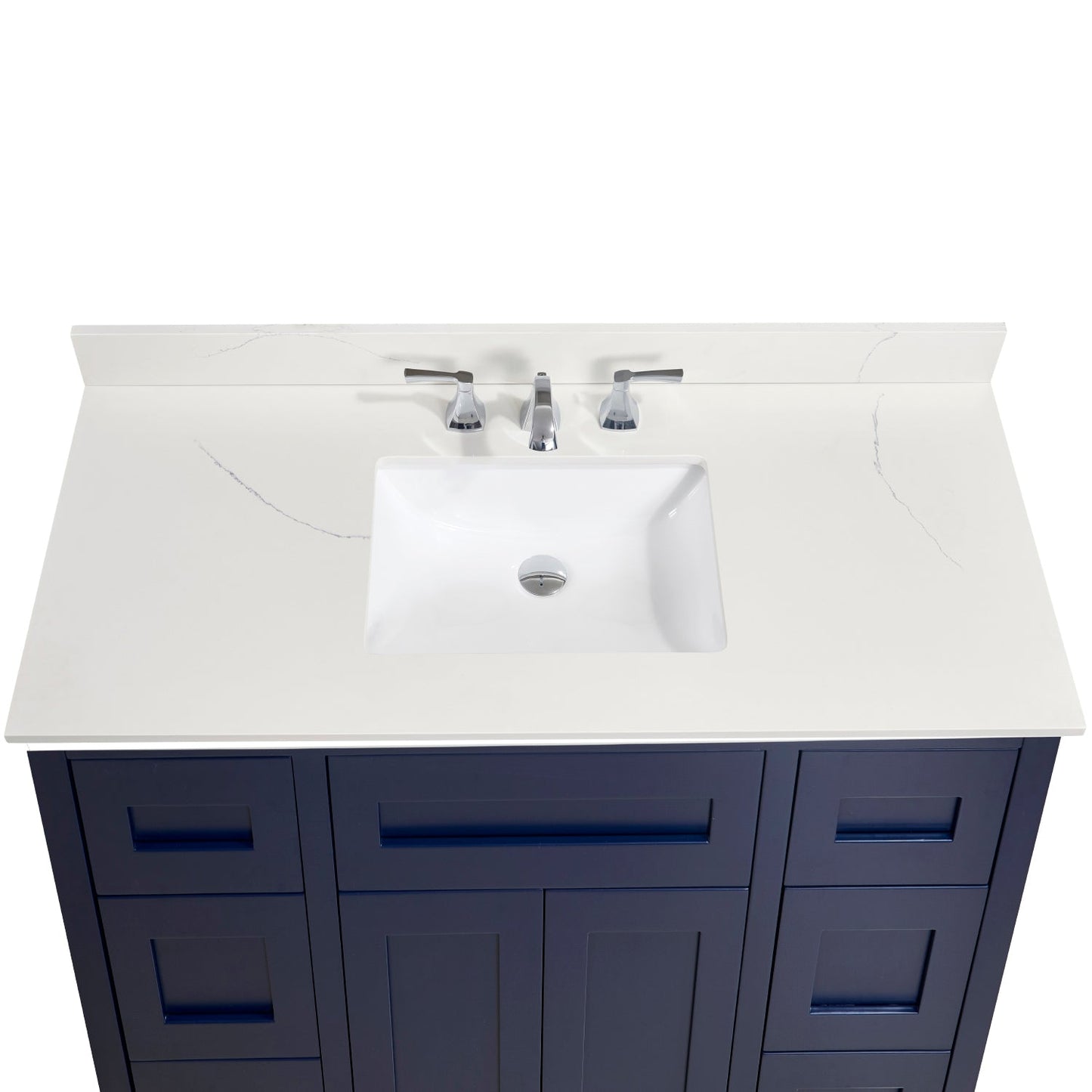 49"  Composite Stone Vanity Top in Milano White with White Sink