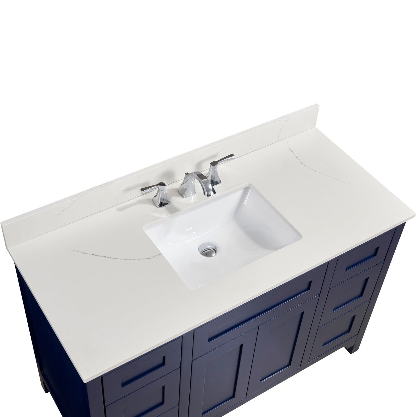 49"  Composite Stone Vanity Top in Milano White with White Sink