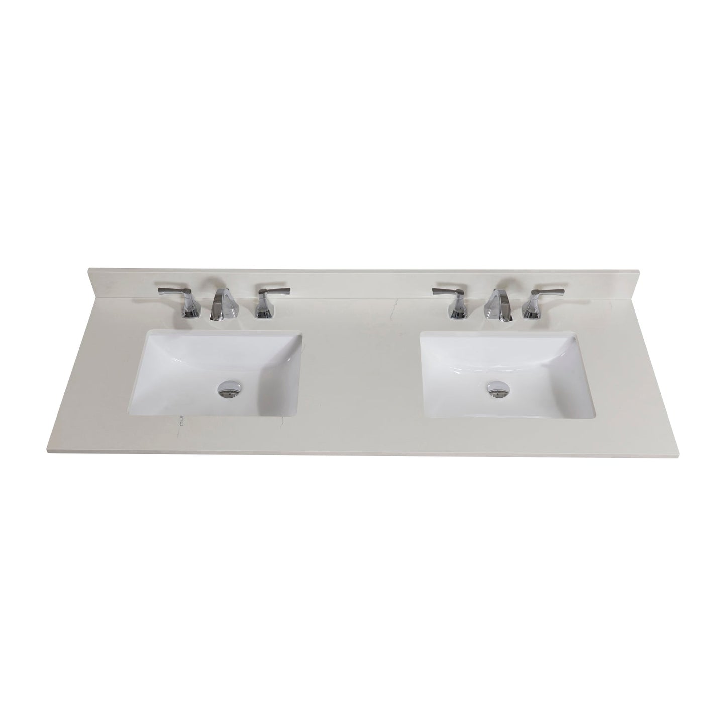 61"  Composite Stone Vanity Top in Milano White with White Sink