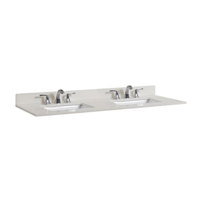 61"  Composite Stone Vanity Top in Milano White with White Sink