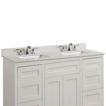 61"  Composite Stone Vanity Top in Milano White with White Sink