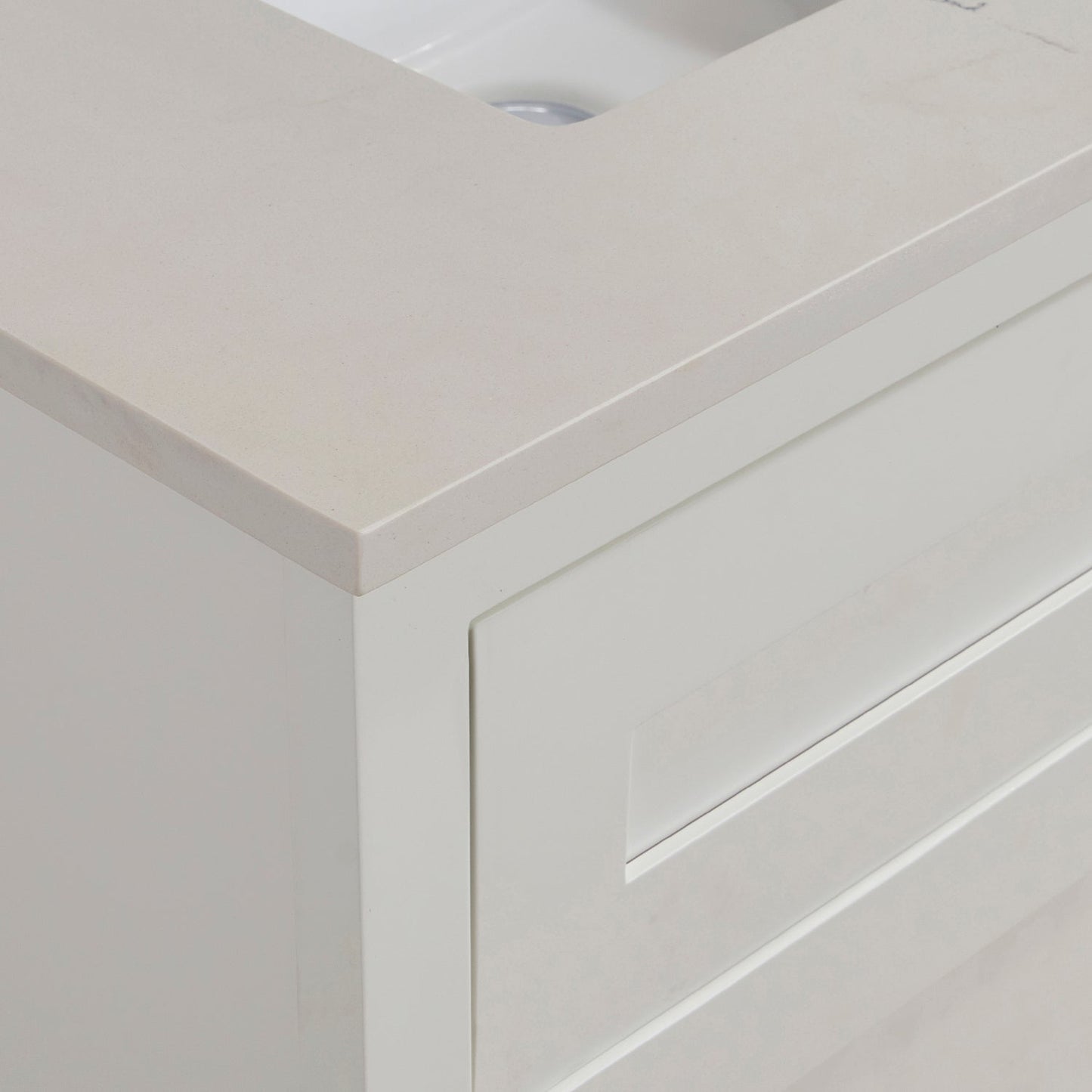 61"  Composite Stone Vanity Top in Milano White with White Sink