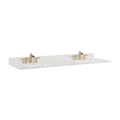 73"  Composite Stone Vanity Top in Milano White with White Sink