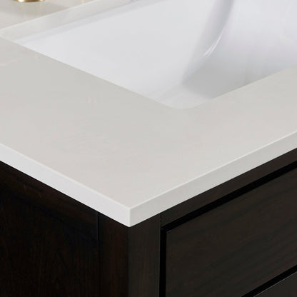 73"  Composite Stone Vanity Top in Milano White with White Sink