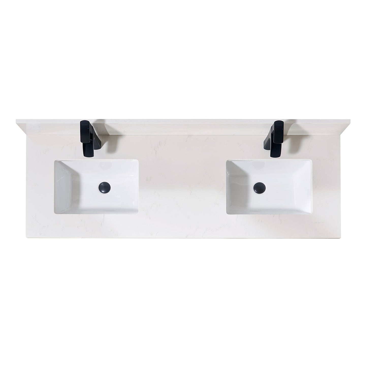 61"  Composite Stone Vanity Top in Milano White with White Sink