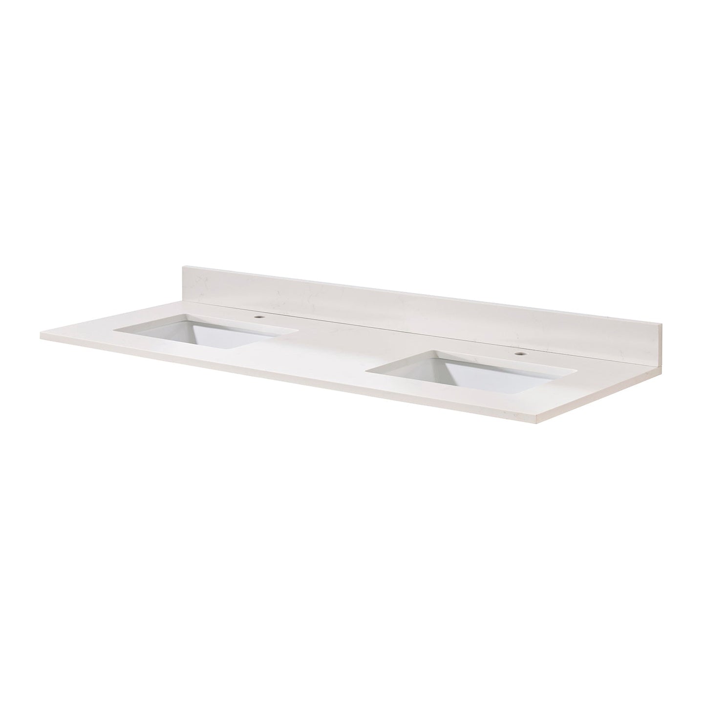 61"  Composite Stone Vanity Top in Milano White with White Sink