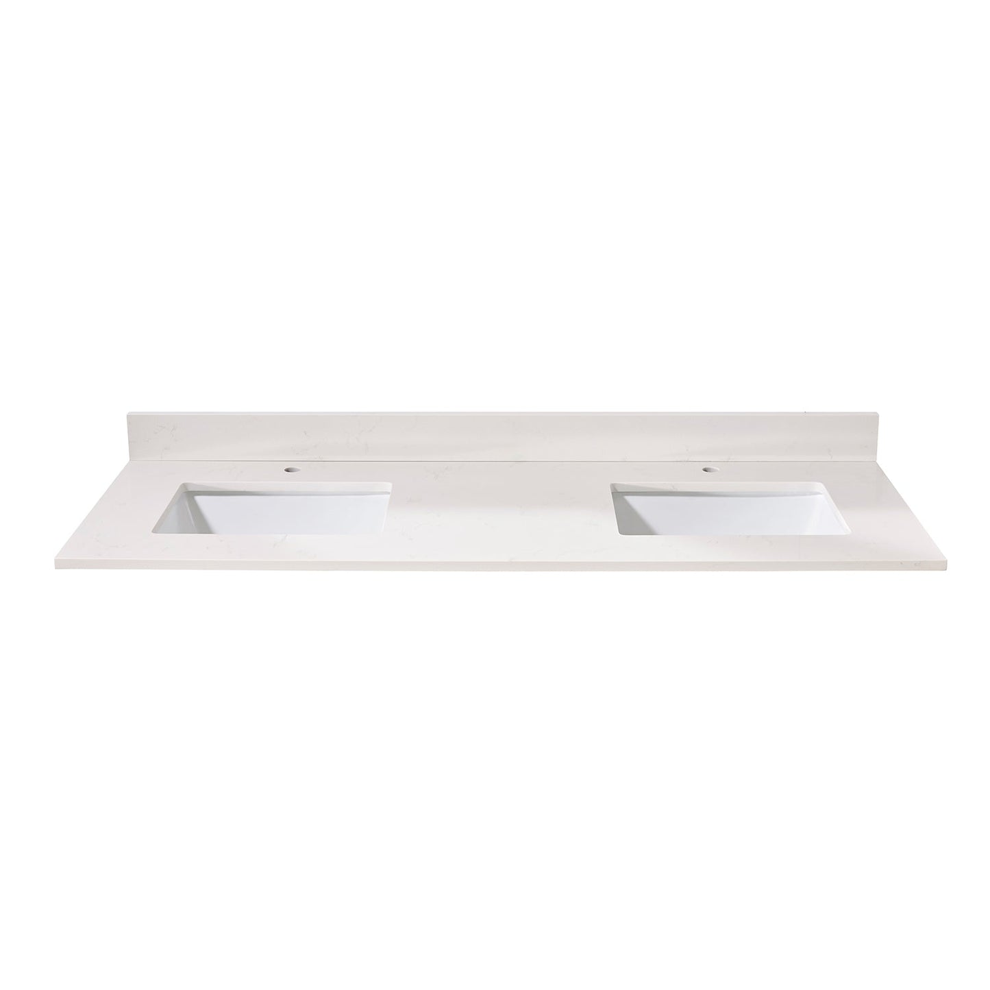 61"  Composite Stone Vanity Top in Milano White with White Sink