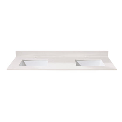 61"  Composite Stone Vanity Top in Milano White with White Sink