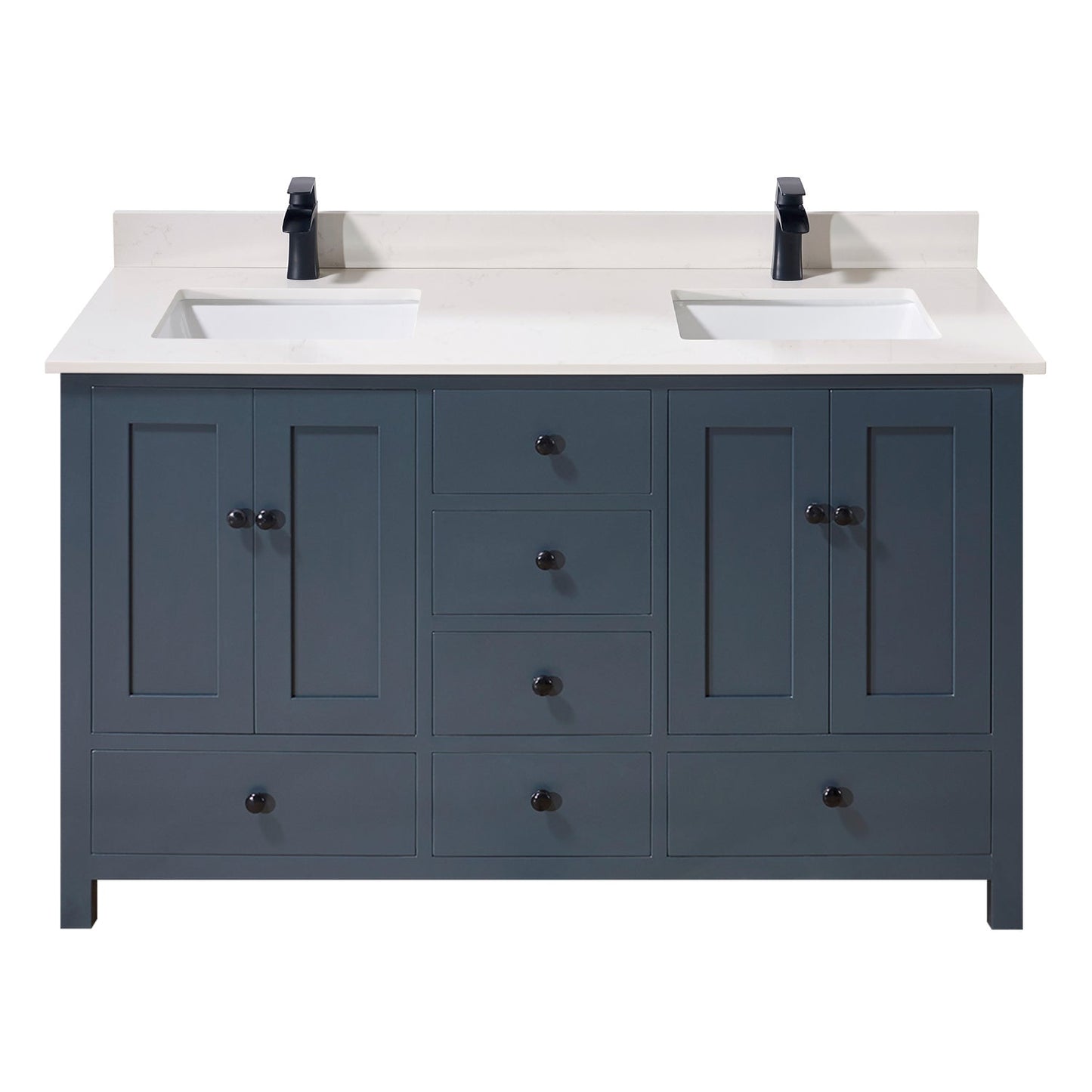 61"  Composite Stone Vanity Top in Milano White with White Sink
