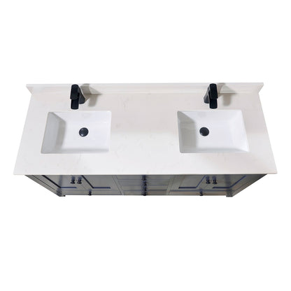 61"  Composite Stone Vanity Top in Milano White with White Sink