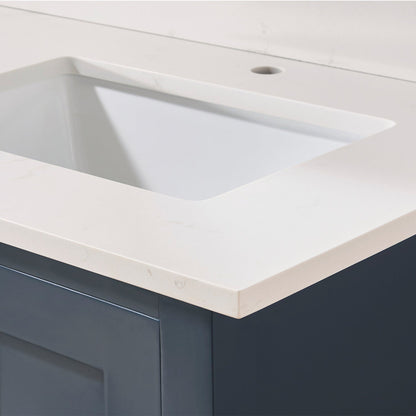 61"  Composite Stone Vanity Top in Milano White with White Sink