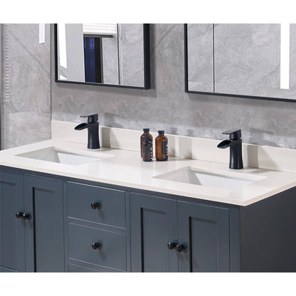 61"  Composite Stone Vanity Top in Milano White with White Sink
