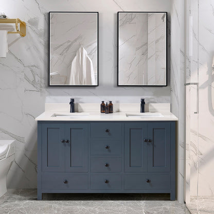 61"  Composite Stone Vanity Top in Milano White with White Sink