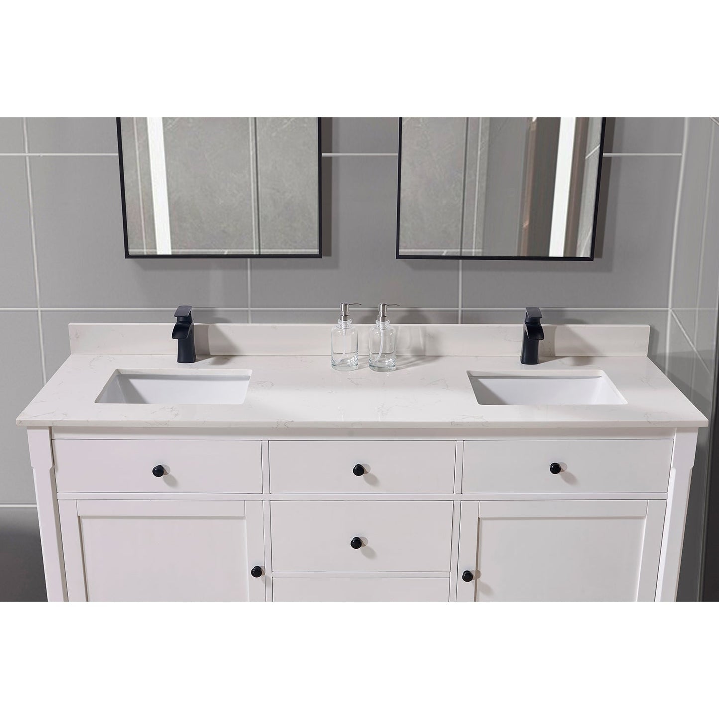 73"  Composite Stone Vanity Top in Milano White with White Sink