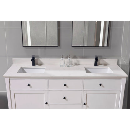 73"  Composite Stone Vanity Top in Milano White with White Sink
