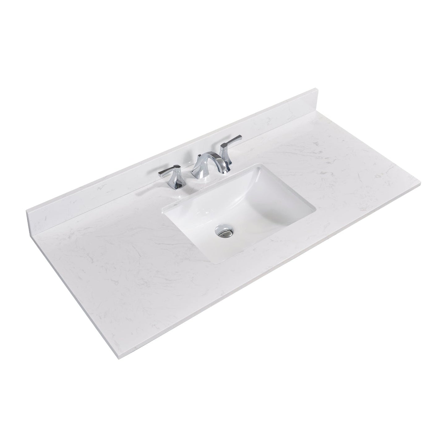 49"  Composite Stone Vanity Top in Jazz White with White Sink