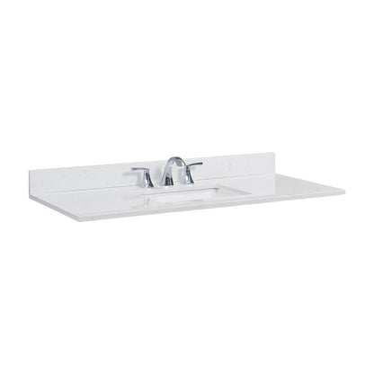 49"  Composite Stone Vanity Top in Jazz White with White Sink
