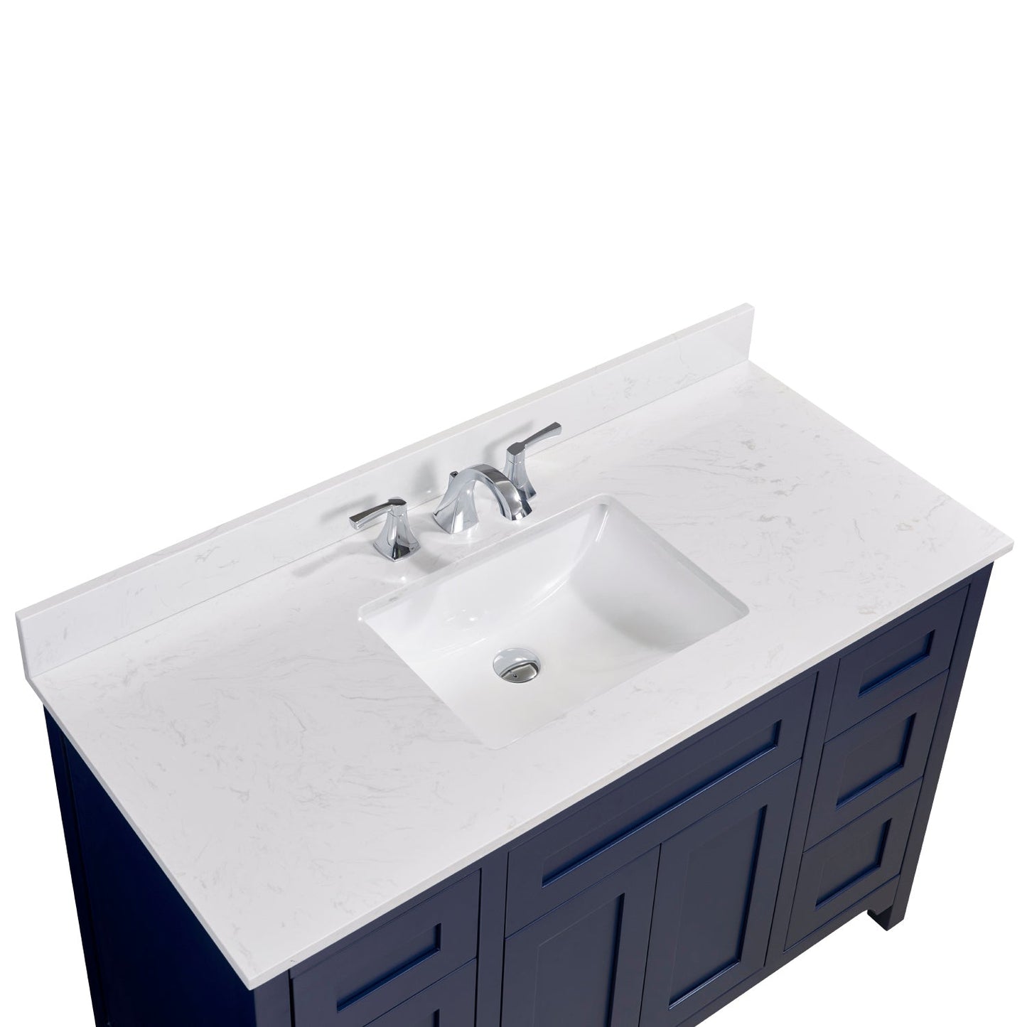 49"  Composite Stone Vanity Top in Jazz White with White Sink