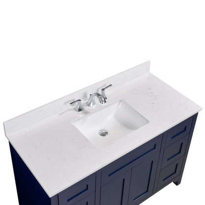 49"  Composite Stone Vanity Top in Jazz White with White Sink