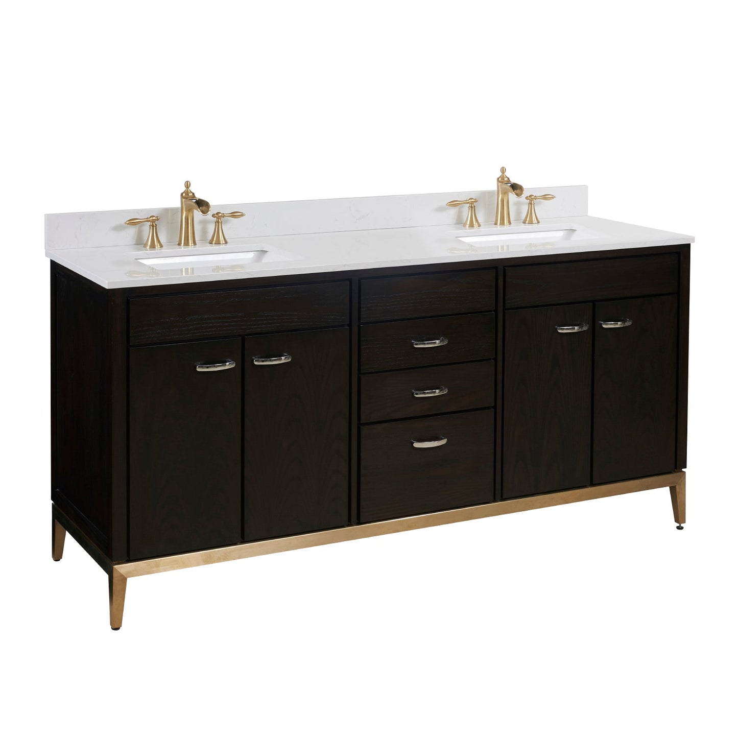 73"  Composite Stone Vanity Top in Jazz White with White Sink