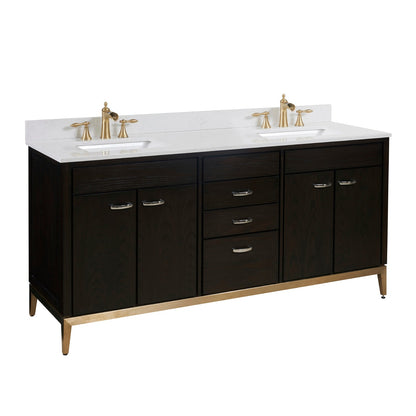 73"  Composite Stone Vanity Top in Jazz White with White Sink