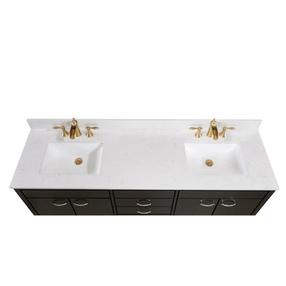 73"  Composite Stone Vanity Top in Jazz White with White Sink
