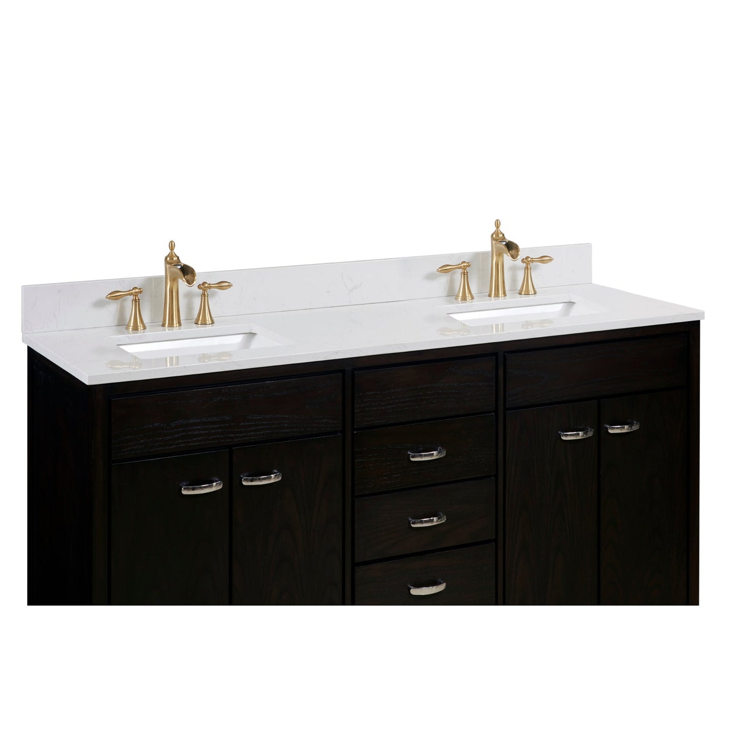73"  Composite Stone Vanity Top in Jazz White with White Sink