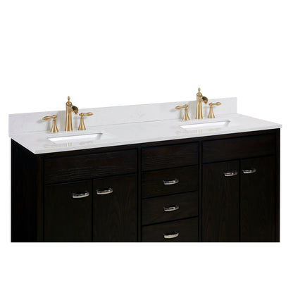 73"  Composite Stone Vanity Top in Jazz White with White Sink