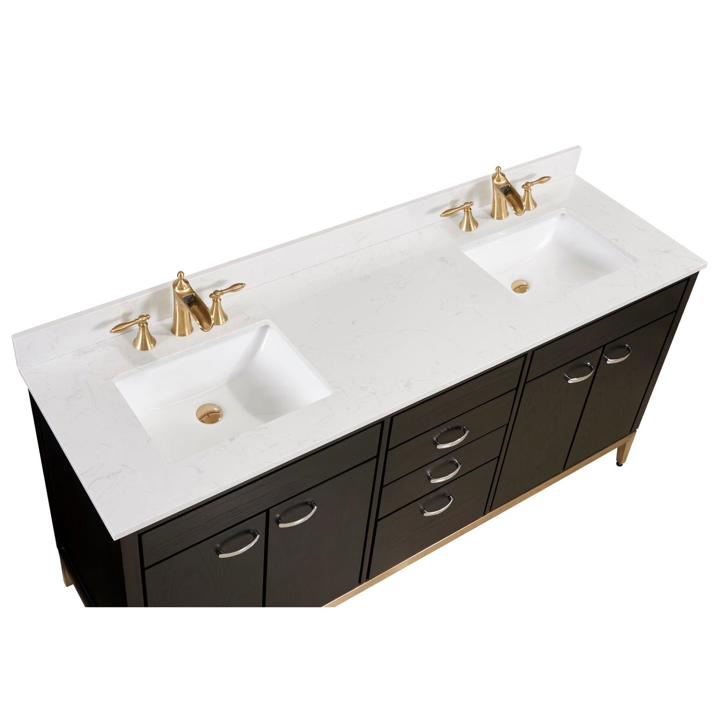 73"  Composite Stone Vanity Top in Jazz White with White Sink