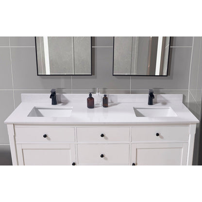 73"  Composite Stone Vanity Top in Jazz White with White Sink