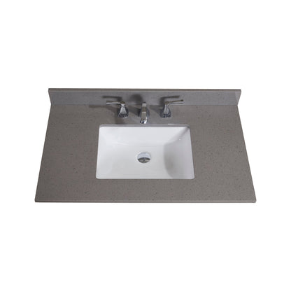 37"  Mountain Gray/Polished Engineered Marble Bathroom Vanity Top with White Sink