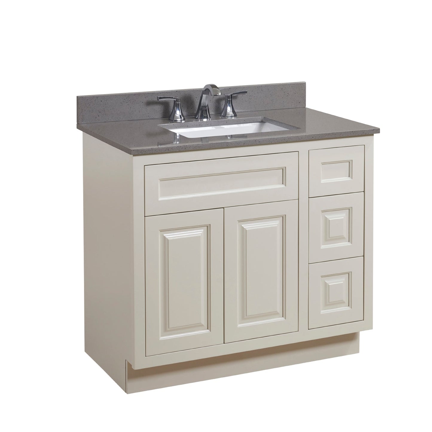 37"  Mountain Gray/Polished Engineered Marble Bathroom Vanity Top with White Sink