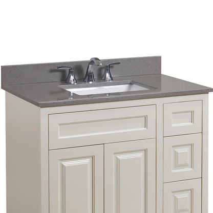 37"  Mountain Gray/Polished Engineered Marble Bathroom Vanity Top with White Sink