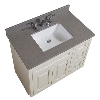 37"  Mountain Gray/Polished Engineered Marble Bathroom Vanity Top with White Sink