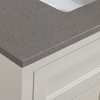 37"  Mountain Gray/Polished Engineered Marble Bathroom Vanity Top with White Sink