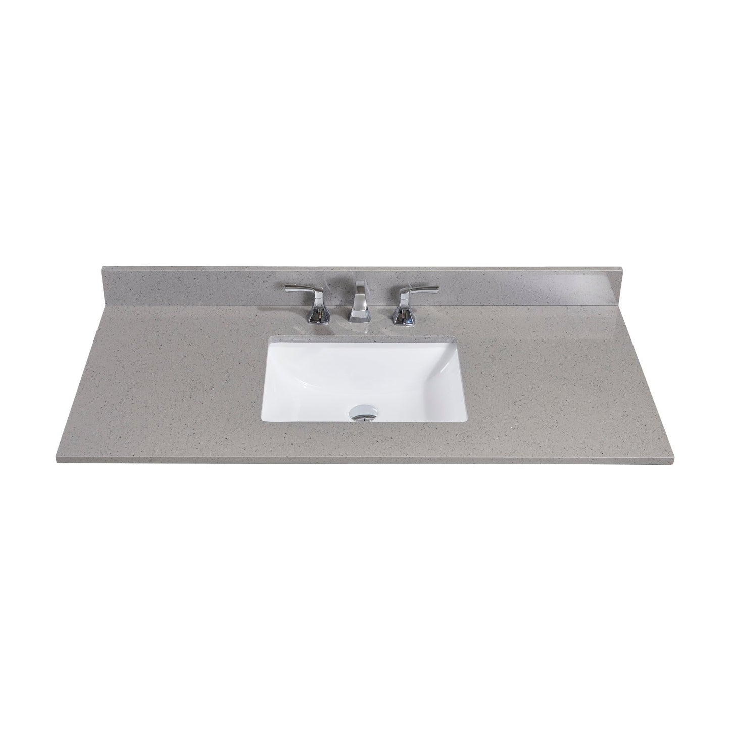 49"  Mountain Gray/Polished Engineered Marble Bathroom Vanity Top with White Sink