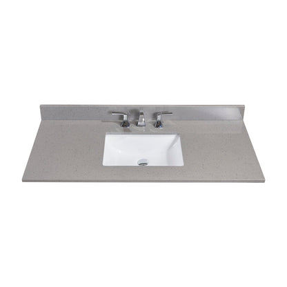49"  Mountain Gray/Polished Engineered Marble Bathroom Vanity Top with White Sink