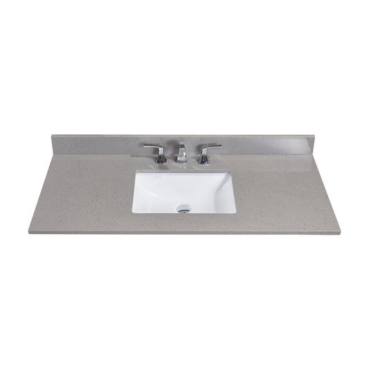 49"  Mountain Gray/Polished Engineered Marble Bathroom Vanity Top with White Sink