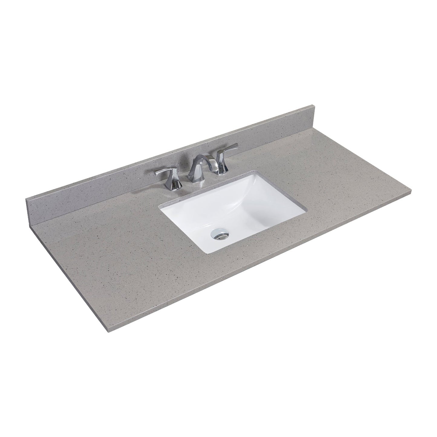 49"  Mountain Gray/Polished Engineered Marble Bathroom Vanity Top with White Sink