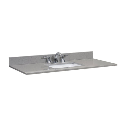 49"  Mountain Gray/Polished Engineered Marble Bathroom Vanity Top with White Sink