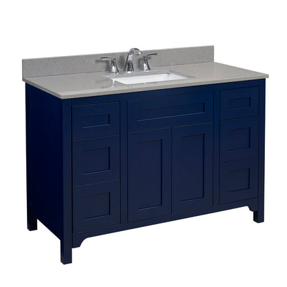49"  Mountain Gray/Polished Engineered Marble Bathroom Vanity Top with White Sink