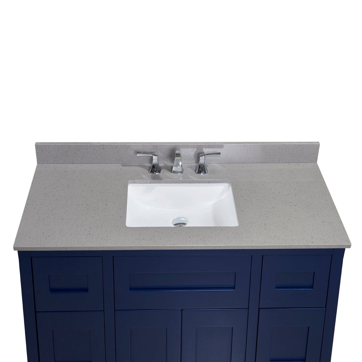 49"  Mountain Gray/Polished Engineered Marble Bathroom Vanity Top with White Sink